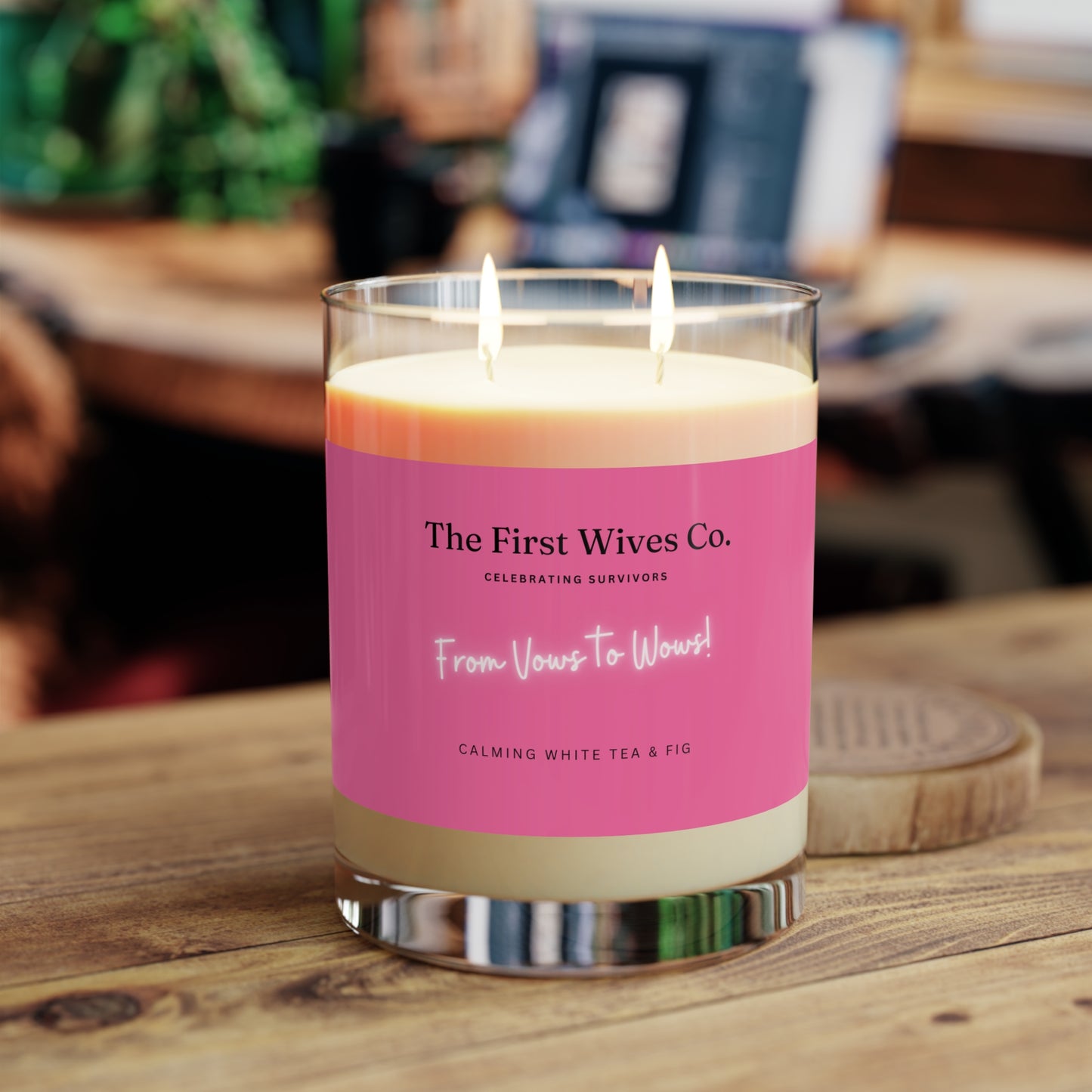 Calming White Tea and Fig Scented Candle - Full Glass, 11oz