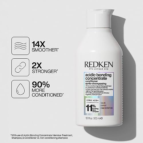 Redken Bonding Shampoo & Conditioner Set for Damaged Hair Repair | Acidic Bonding Concentrate | Sulfate-Free | Repairs Bleached or Color-Treated Hair | For All Hair Types | 10.1 Fl Oz