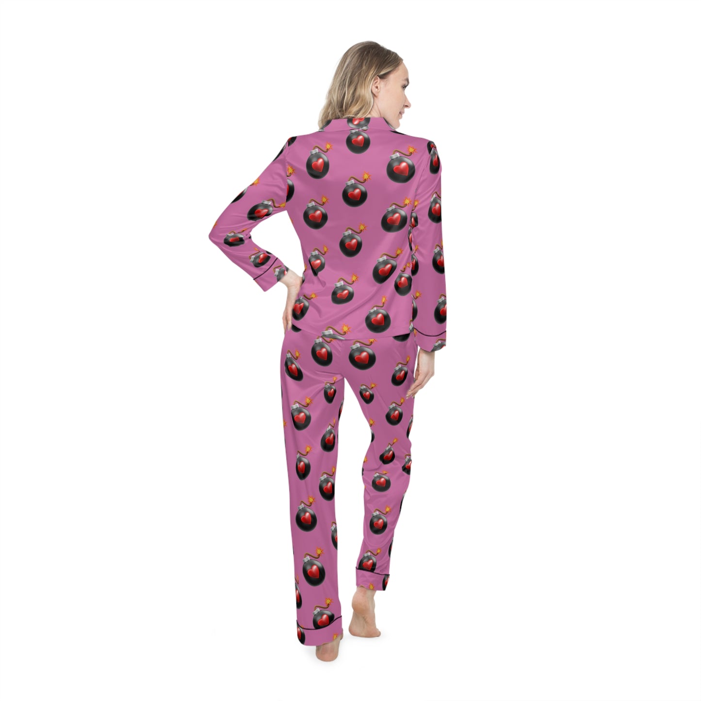 Love Bombed Women's Satin Pajamas