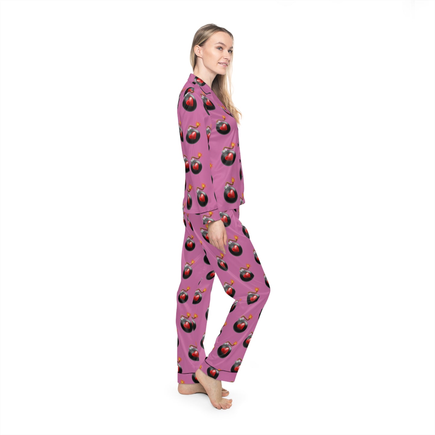 Love Bombed Women's Satin Pajamas