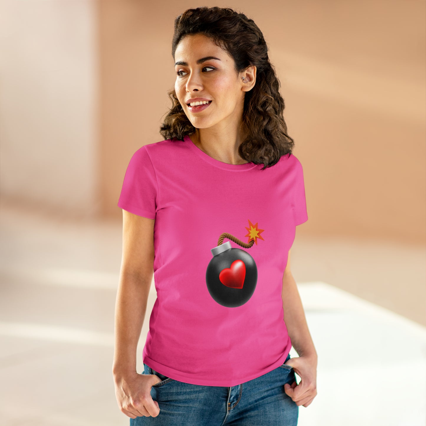 Love Bomb Women's Midweight Cotton Tshirt