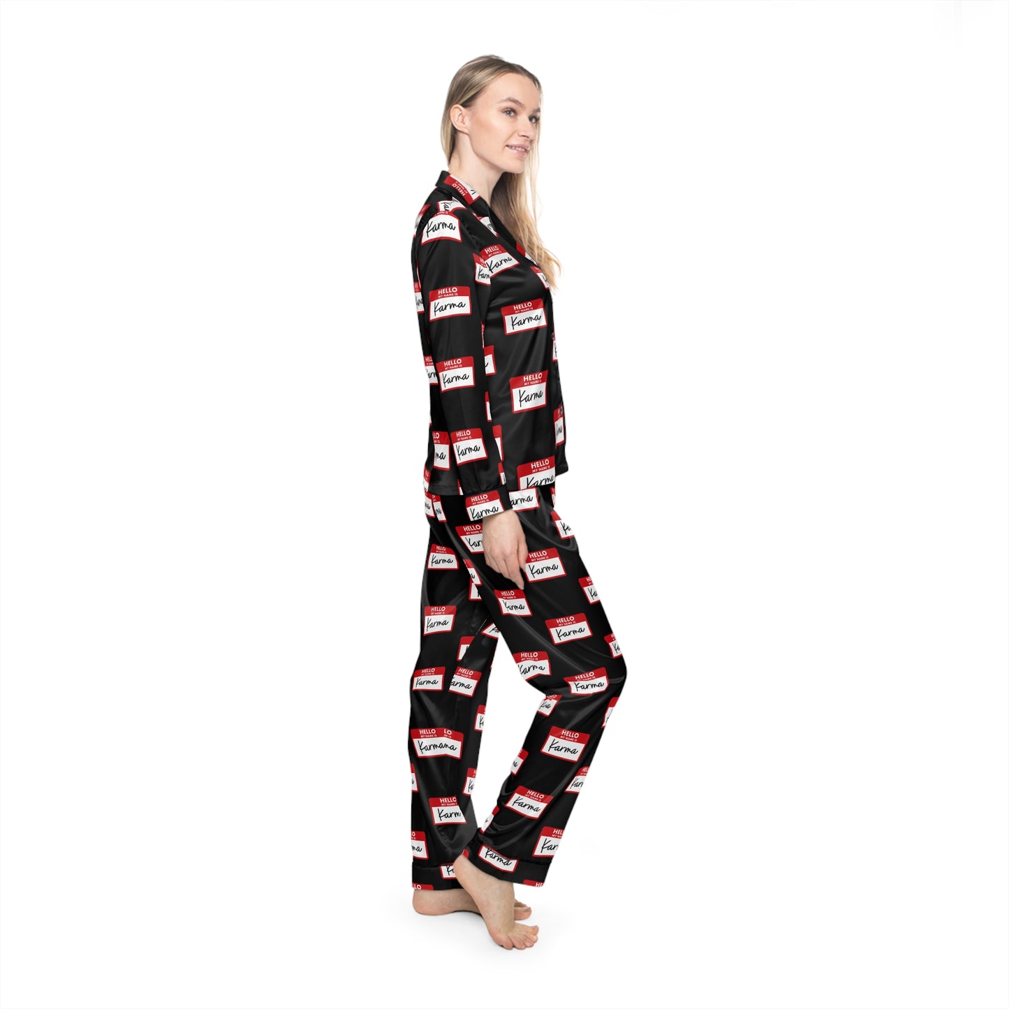 Hello My Name is Karma Women's Satin Pajamas