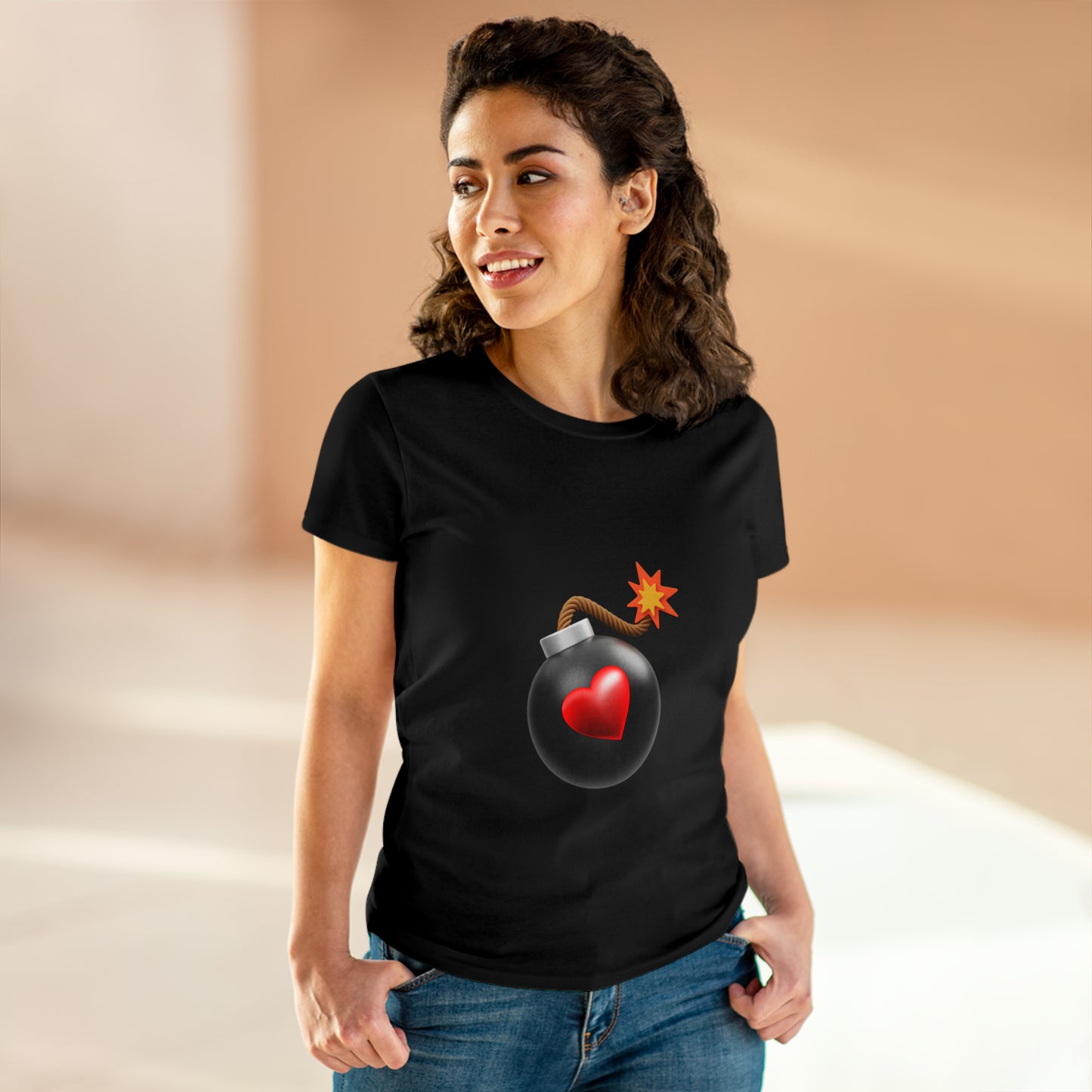 Love Bomb Women's Midweight Cotton Tshirt