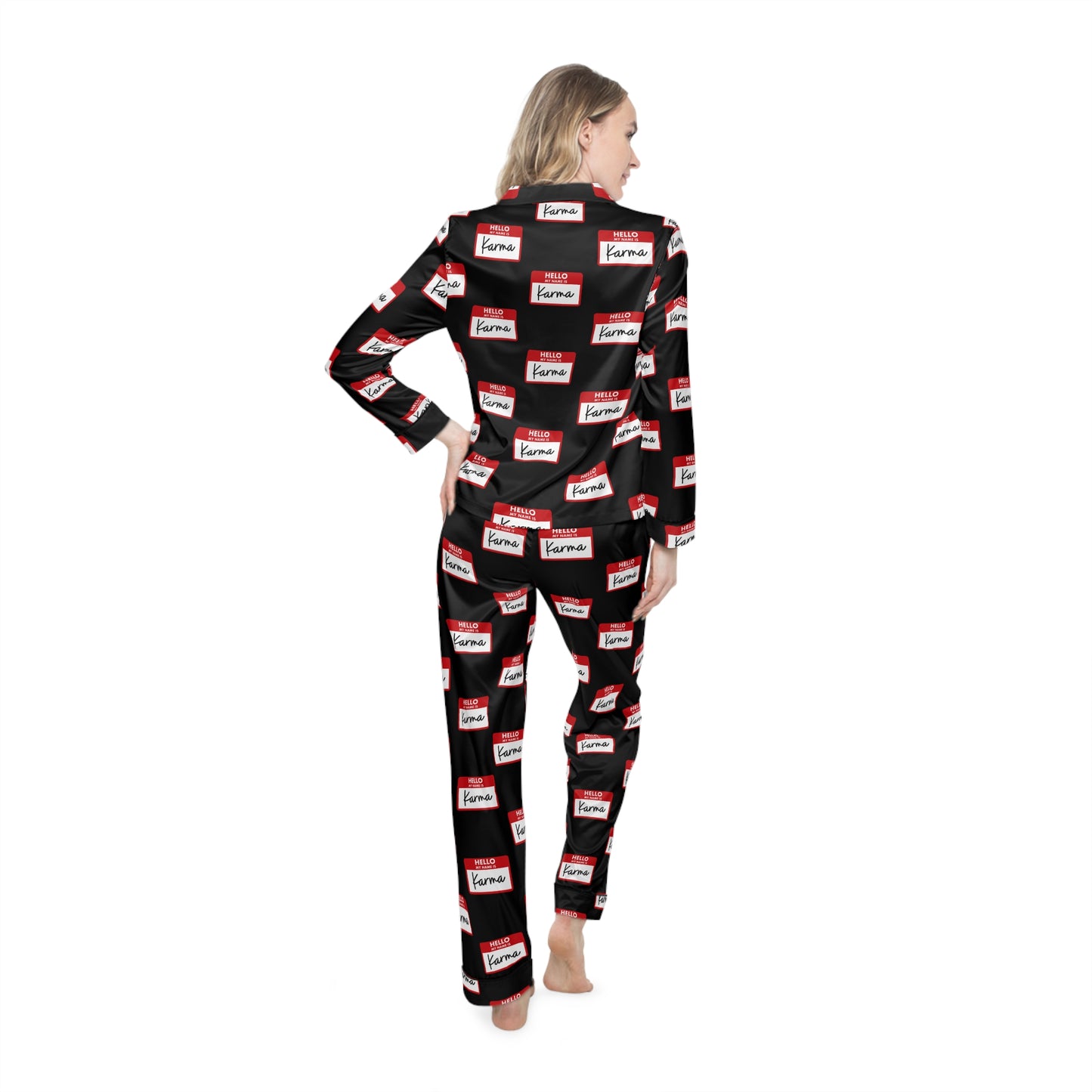 Hello My Name is Karma Women's Satin Pajamas