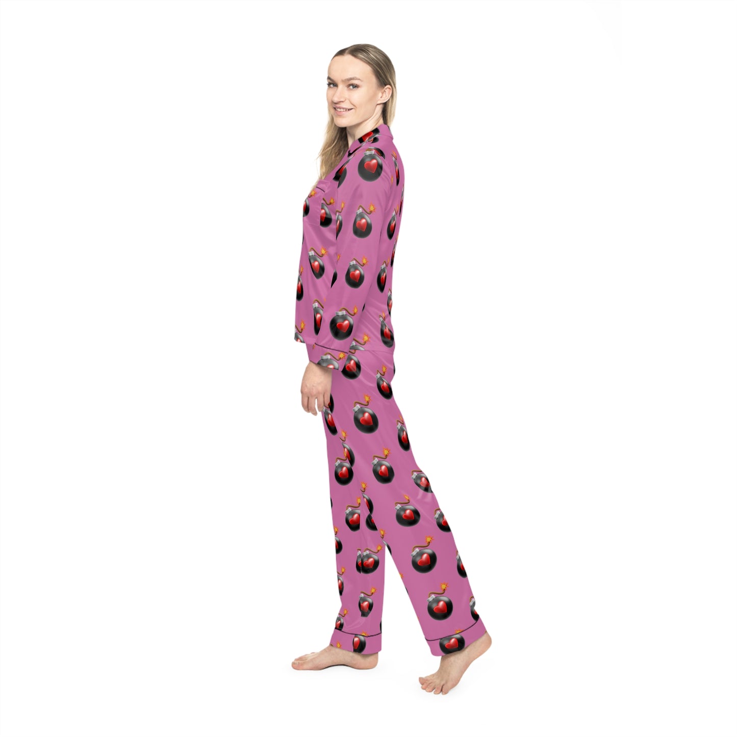 Love Bombed Women's Satin Pajamas