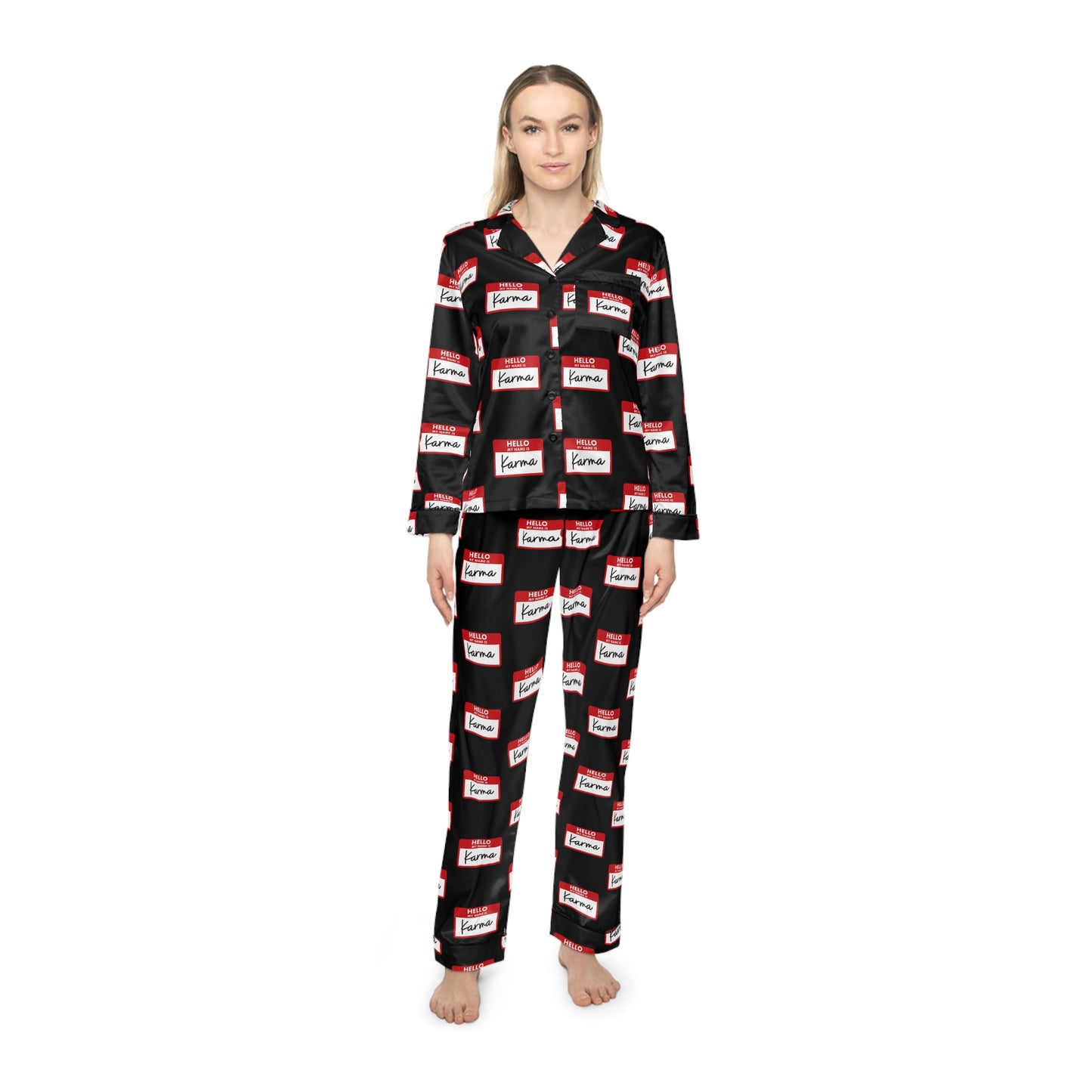 Hello My Name is Karma Women's Satin Pajamas