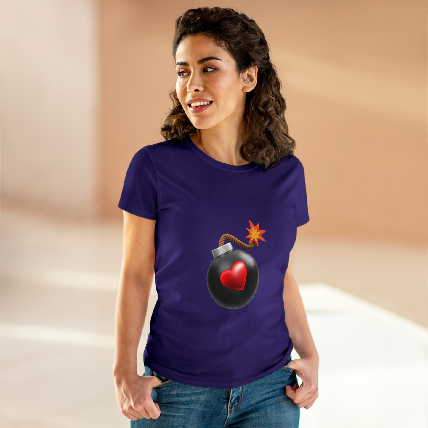 Love Bomb Women's Midweight Cotton Tshirt