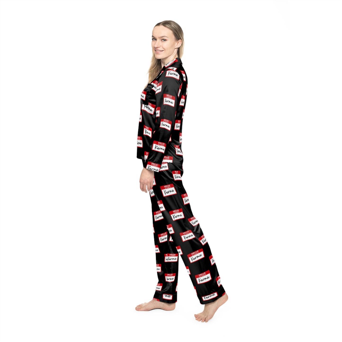 Hello My Name is Karma Women's Satin Pajamas