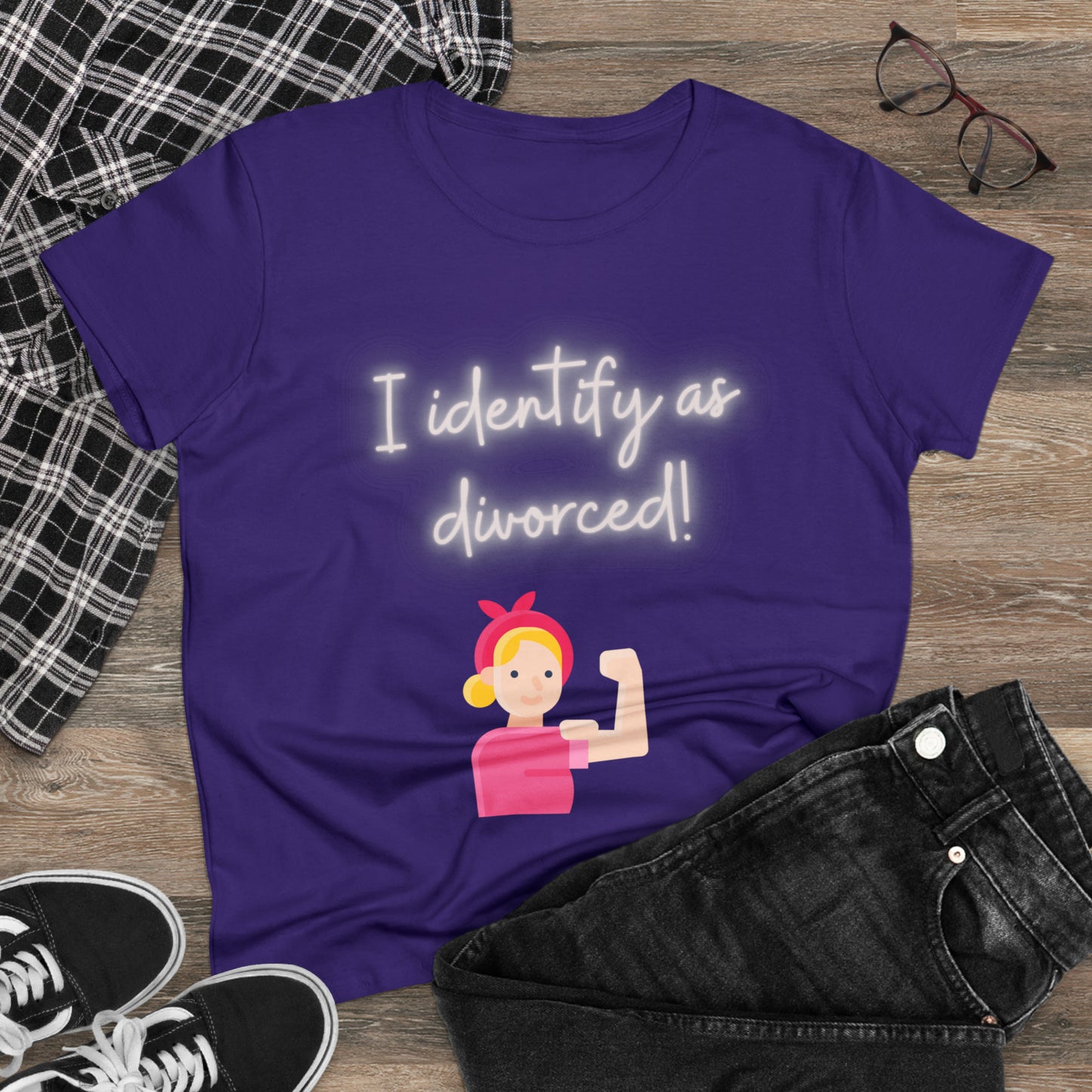 I Identify As Divorced Women's Midweight Cotton Tshirt