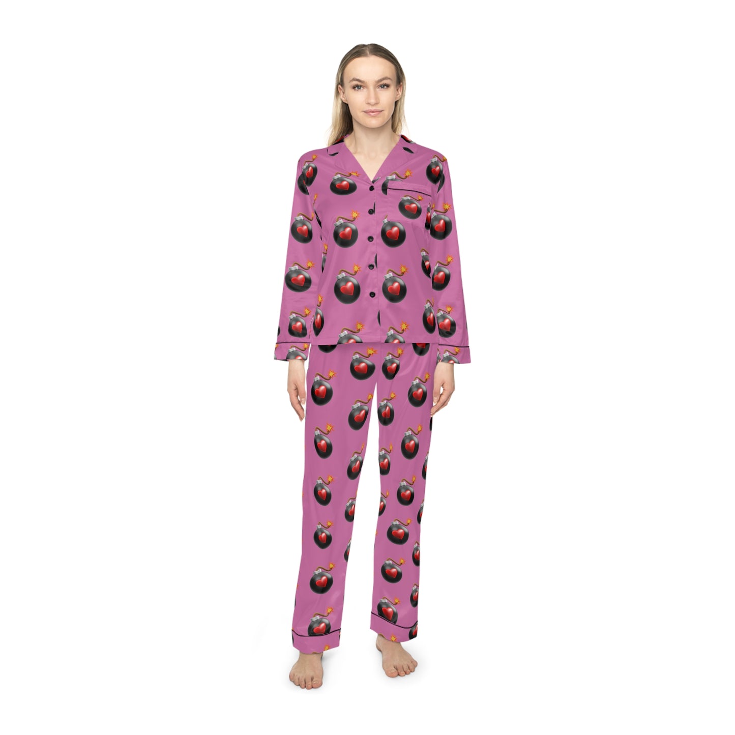 Love Bombed Women's Satin Pajamas