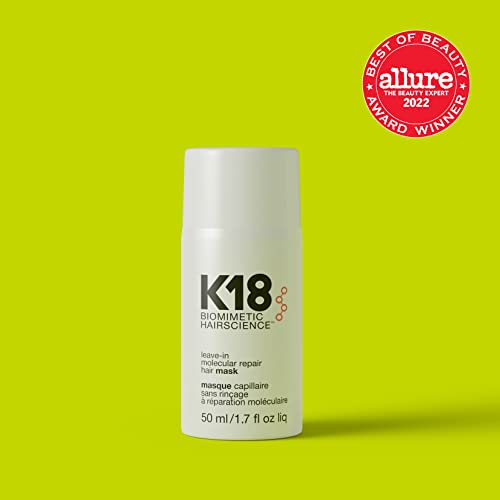 The K18 Leave-In Molecular Repair Hair Mask Treatment to Repair Damaged Hair - 4 Minutes to Reverse Damage from Bleach, Color, Chemical Services, 50 ml